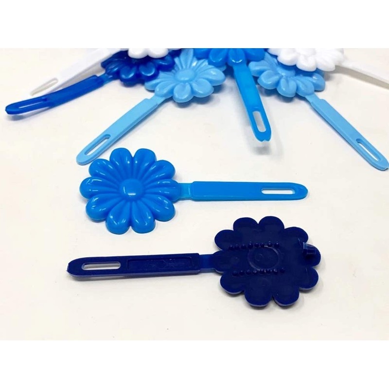 Tara Girls Self Hinge Flower Barrettes - Blue & White