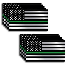 Thin Green Line 10 Pack I Support The Military Decal Sticker American Flag Car Truck(10 Pack)