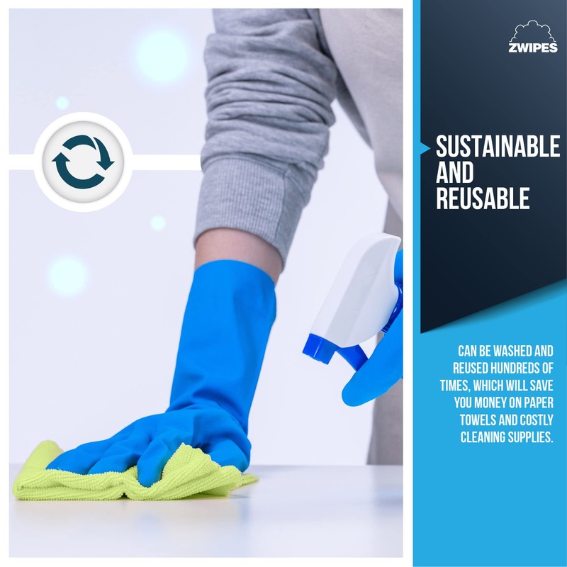 Zwipes 735 Microfiber Towel Cleaning Cloths, 12 Pack