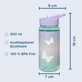 Scooli - Butterly Wishes Water Bottle - BPA-Free with Beautiful Butterfly Motif - Ideal for Children - Nursery and School - 500 ml