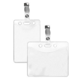 25 x Karteo® ID Card Holder with Metal Clip | Horizontal Card Holder | ID Card Holder for Cards DIN A7 | for ID Cards, Service Passes, Trade Passes, Press Cards, Identity Proof