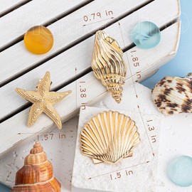 Framendino, 6 Pack Gold Starfish Hair Clip for Women Summer Hairs Pin Metal Hairclip Sea Style Small Barrette Beach Party