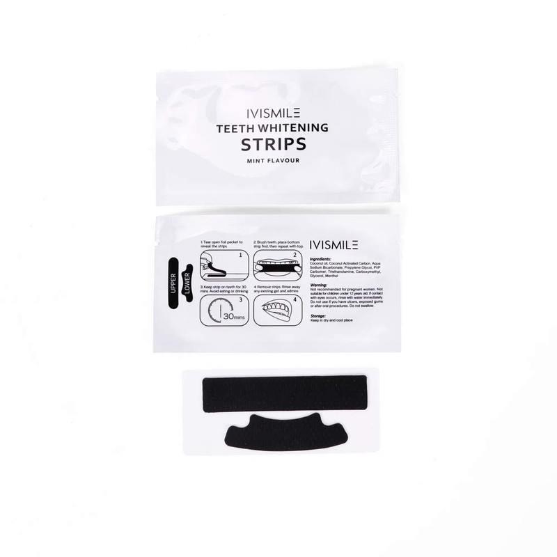 IVISMILE Charcoal Teeth Whitening Strips Non Peroxide Mint Flavour 28