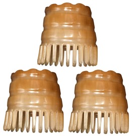 LALAFINA 3pcs Buffalo Horn Scalp Massager Hair Comb Shampoo Brush Head Massager for Scalp Detangling Random Color