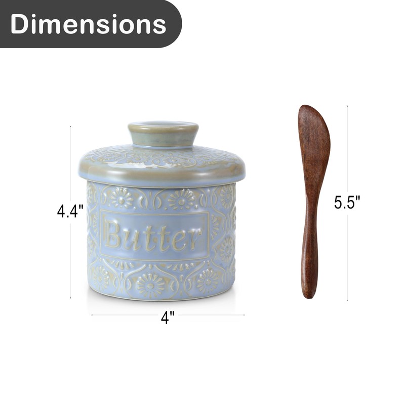 Butter Crock, Ceramic Butter Crock with Lid, Butter Dish with