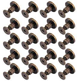 20 Sets Screw Rivets for Leather, Chicago Screws Nuts Book Screws Bronze Nail Rivets DIY Leather Craft Metal Rivets for Belt Strap Bag Shoes Decoration (6.5mm)