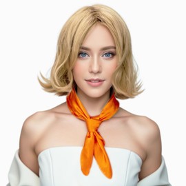 DSKOBT Orange Scarf for Fred Men Women Chiffon Square Ribbon Neck Scarf Cosplay Accessories (Orange)