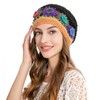 ZLYC Ladies Beanie Hat, Colorful Flower Black
