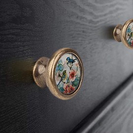 LOVIVER 8Packs Bird Flower Pattern Door Knobs Kitchen Cupboard Knobs Drawer Pulls Cabinet Knobs Decorative Knobs and Pulls