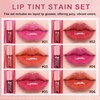 QIUFSSE Lip Tint Stain,6 Colors Lip Stain Long Lasting Waterproof,Multi-use
