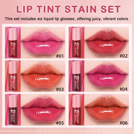 QIUFSSE Lip Tint Stain,6 Colors Lip Stain Long Lasting Waterproof,Multi-use Lip and Cheek Stain,Mini Lipstain Liquid Lipstick,Lightweight tinta para labios,Moisturizing Red Lip Stain Set Lip Makeup