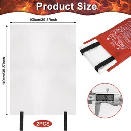 100x100CM Large Fire Blanket With Loops, Fiberglass Flame Retardant Fire Blanket, Reusable Fire Blankets Suppression Emergency, Fireproof Emergency Blanket for Kitchen Home Office Caravan