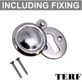 TERF® Polished Chrome Escutcheon Covered 35mm Keyhole Cover Escutcheon including Fixing Screw - Pack of 1