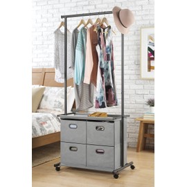 Whitmor 4-Drawer Locking Wheels Garment Rack, Paloma Gray