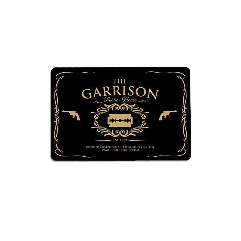The Garrison, gold black pub A4 metal sign