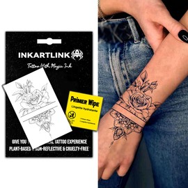 INKARTLINK Semi Permanent Tattoo, Temporary Tattoo, party tattoo, beautiful and realistic design, fun tattoo experience, cruelty-free, non-reflective, waterproof (Flower 18）