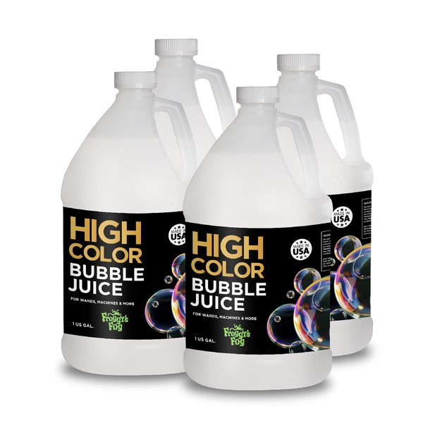 Froggy's Fog High Color Bubble Juice, Strong, Long-Lasting Bubble Solution Creates Iridescent Bubbles for Bubble Machines and Bubblers, 4 Gallon Case