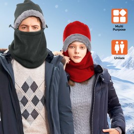 Balaclava Wind-resistant Ski Mask Cold Weather Face Coverings Thermal Balaclava Cycling Balaclava Motorcycle Balaclava Winter Breathable Thermal Face Mask Neck Warmer Hooded Scarf Women, Grey