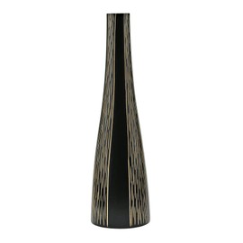 AeraVida Modern Stripes Black and Natural Mango Tree Wood Bottle-Shaped Vase | Gift for Speacial Day | Flower vase | Tall Black vases Home Decor