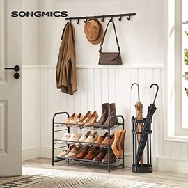 SONGMICS Stackable Shoe Rack, 3-Tier Shoe Rack Storage Organizer, Holds up to 12 Pairs, Steel, 27 x 10.8 x 19.5 Inches, for High Heels, Sneakers, Slippers, in The Entryway, Closet, Black ULMR066B01