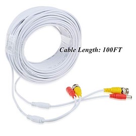 SLLEA White 100ft BNC Extension Cord Compatible with Lorex LAB243SB 4MP HD Bullet Security Camera
