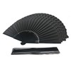 FANSOF.FANS Black Silk Fabric Folding Hand Held Fan with a