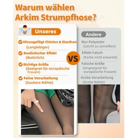 Arkim Women’s Lined Thermal Tights, S/M/L/XL, Leg-Slimming Tights, Winter Fake Translucent Plush Stockings, Warming Fleece Leggings