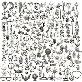 200 Mixed Charms Collection  Antique Tone Metal Pendant Craft Supplies Findings for Crafting Necklace Bracelet Making HM332 - Color: 200 Mix Charms