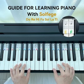 BEATBIT Piano Note Strips with Solfege (Do Re Mi…), Fit 88/76 Key Piano Keyboard Learning, Removable Piano Key Stickers