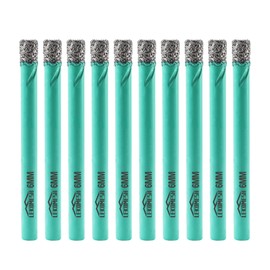 LEKOMESH Diamond Core Drill Bits Tile Hole Saw Cutter 10pcs 6MM Round Shank Dry Drilling for Porcelain Ceramic Tile Granite Marble Stone Vacuum Brazed Diamond Drill Bits