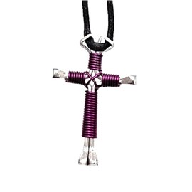 Show Me Country Amethyst Hand Made Horseshoe Nail Cross Necklace Made in the USA