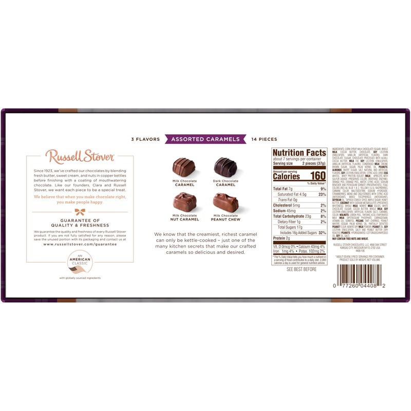 Russell Stover Assorted Caramels in Milk and Dark Chocolate, Mother's