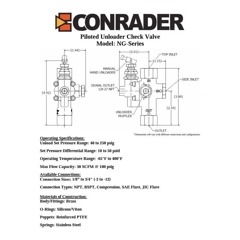 1/2" NPT Combination Pilot Valve, Unloader Valve, Check Valve plus