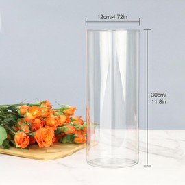 QEEYON Acrylic Cylinder Vase 30cm Tall Large Thickened Plastic Vase for Flowers Floral Arrangement for Centerpieces Living Room, Kitchen, Office, Wedding (30 x 12cm)