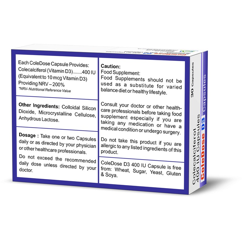 Vitamin D 400 IU –Equivalent to 10 mcg - ColeDose