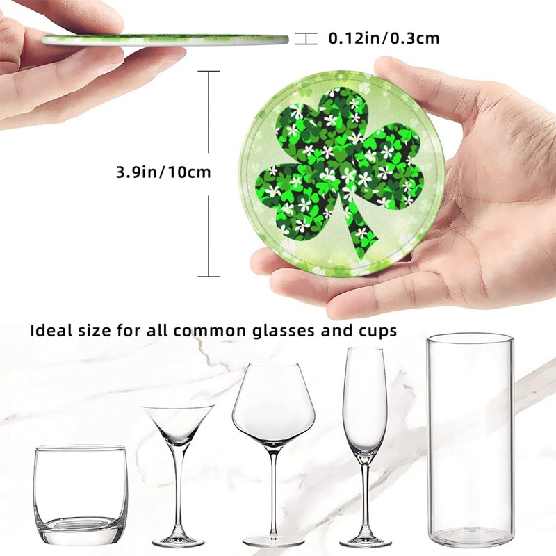 Funny Coasters for Drinks with Holder St Patrick's Day Shamrocks