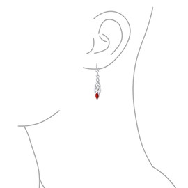 Celtic Irish Love Knot Work Red Garnet Marquise Bezel Set Fish Hook Dangle Earrings 925 Sterling Silver