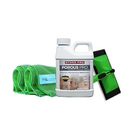 Porous Pro Nano Impregnating Stone Sealer for Marble, Limestone, Quartzite, Travertine, Grout & More All-in-ONE KIT Includes Microfibers + Applicator + Stone Pro - Porous Pro (1 Pint / 16 oz)