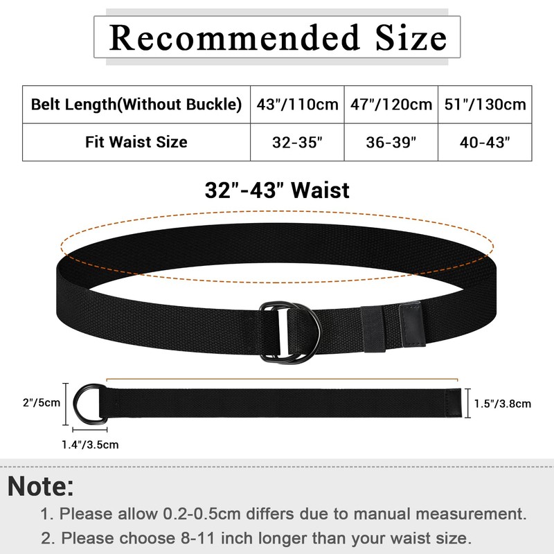 ITIEZY Canvas Work Belt, Men's Belt Without Holes Continuously Adjustable