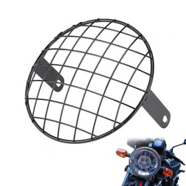 7 Inch Motorcycle Headlight Lamp Cover, Portable 7 Inch Motorcycle Modified Grid Lampshade, Universal Motorcycle Headlight Mesh Grill Side Mount Cover Mask for Cafe Racer (Black)