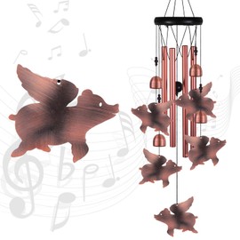 Outdoor Flying Pig Wind Chimes, Pigs Wind Chimes, Gift Wind Chime, Red Copper Flying Pigs Wind Bell, Gifts for Women, for Home, Garden, Indoor, Outdoor Decoration, Garden Fly Pigs Wind Chimes