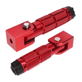 2 Pieces Passenger Foot Pegs for Motorcycles, Foldable Foot Pedal M8 Non-Slip Aluminium Alloy Footrest, Universal for Bicycles, ATV, UTV, Go-Kart (Red)