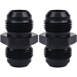 EVIL ENERGY 12AN Male to Male Flare Coupler Union Straight Fuel Hose Adapter Fitting Black 2PCS