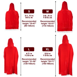 lasuroa Christmas Hooded Cloak, Red Xmas Velvet Cape Robe Christmas Costume Santa Claus Poncho Dress for Adult Children(M)