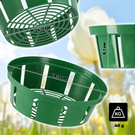 KADAX Plant Basket for Flower Bulbs, Plastic Propagation Basket, Propagation Tray for Vegetable Plants, Flower Bulb Basket in 2 Shapes for Spring Flowerers (18 cm Round, 1 Piece)