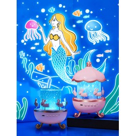 Planetarium with Sleep Introduction Music, Popular Gift for Home, Children, Planetarium for Home, Girls, Birthday Gift, Baby Music Box, Relax, Music/Lullaby Sleeping, Nightlight, Bedside Lamp with 10 White Noise, Multicolored Transform Indirect Lighting,