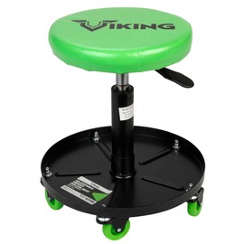 AFF Viking Rolling Shop Stool - Garage Stool on Wheels for Mechanics - Ergonomic Padded Seat - Tool Organizer Tray - 300 lbs Capacity (Multiple Styles)