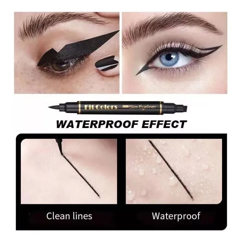 Delineador Ultra Resistente Agua Negro+sello Delineador Ojos Negro