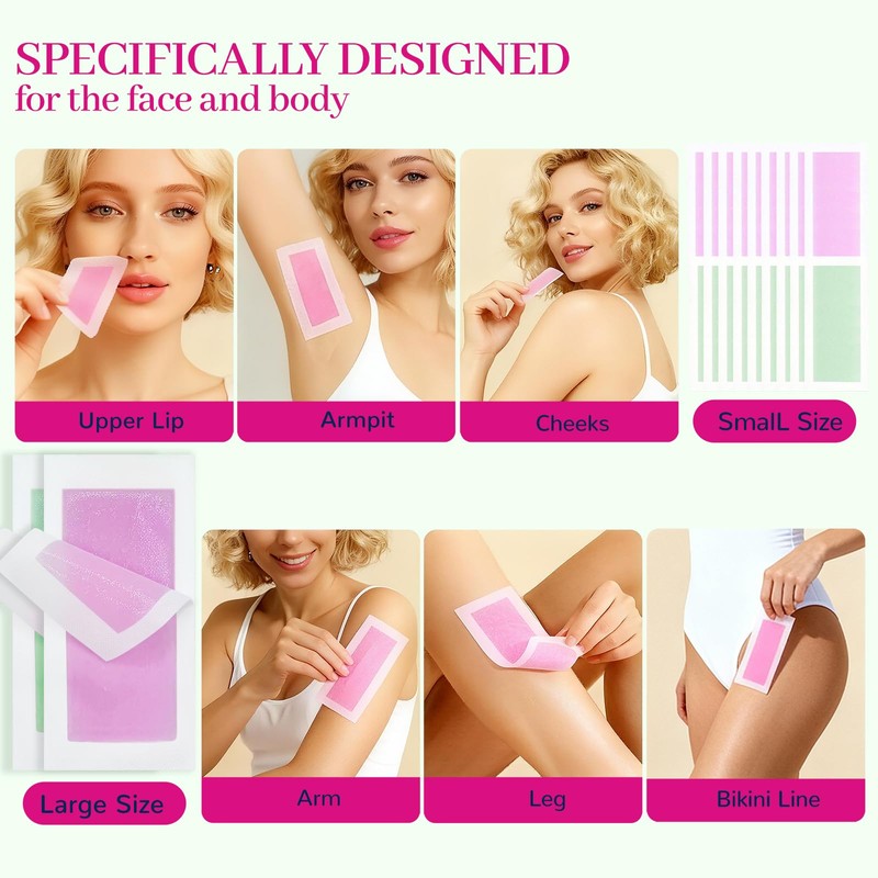 80PCS Wax Strips for Face Hair Removal,Body Waxing Kit for