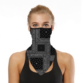 COMFORTIS Face Cover, Paisley Mask, Sports, Running, Face Guard, Patterned Mask, UV Protection, Tennis, Skiing, Snowboarding, Black (C Pattern))